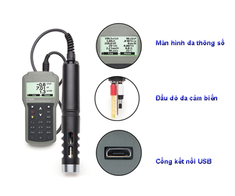 Máy Đo pH - ORP- EC- DO- Áp Suất- Nhiệt Độ HI98194 đảm bảo chất lượng