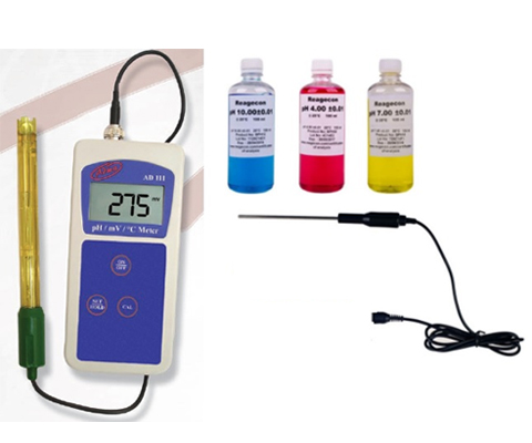 Máy đo pH Adwai Instruments AD111 cùng với các dung dịch hiệu chuẩn