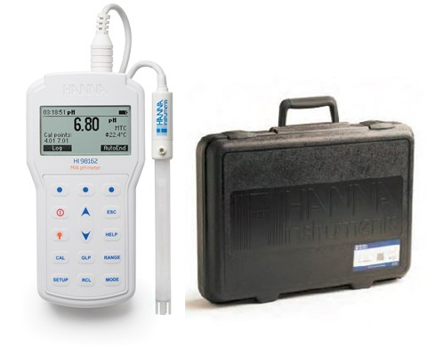 Máy đo pH- Nhiệt độ trong sữa HI98162 và vali đựng kèm theo
