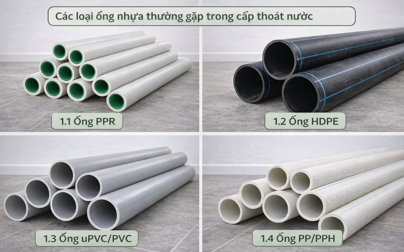 Các loại ống nhựa thường gặp trong cấp thoát nước
