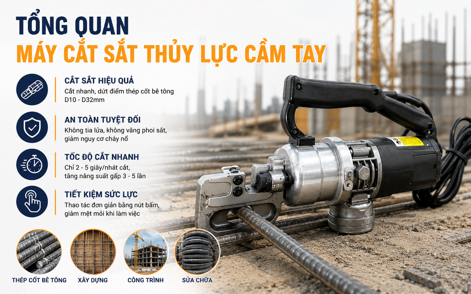 Tổng quan về máy cắt sắt thủy lực cầm tay