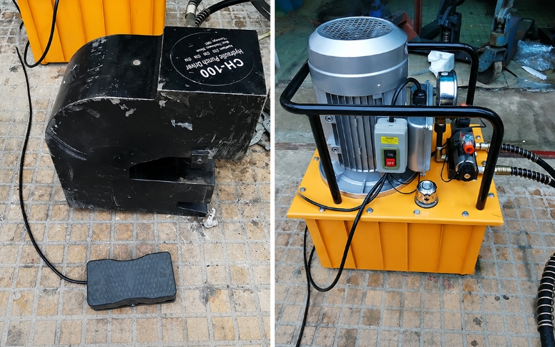 Hệ thống bơm và piston của máy đột lỗ