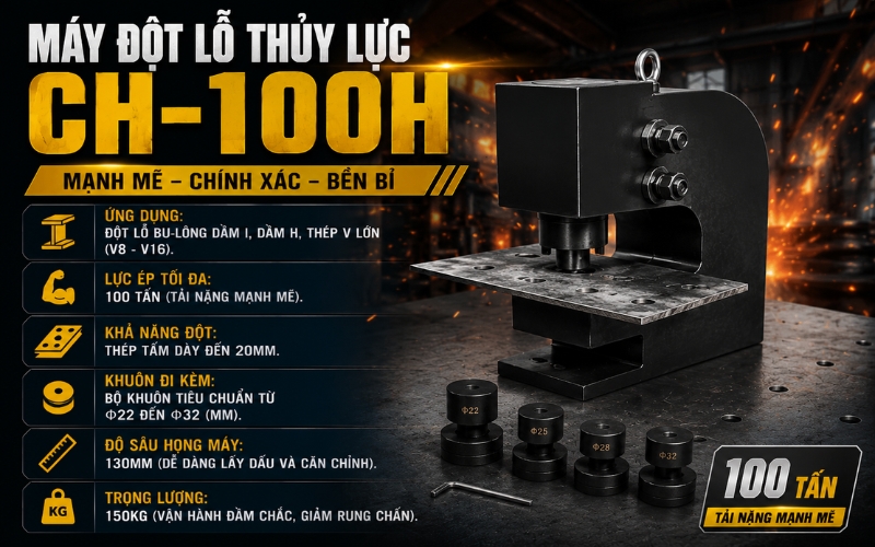 Máy đột lỗ thủy lực CH 100H