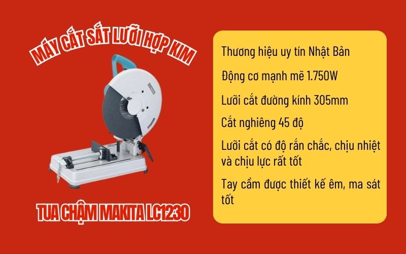 Máy cắt sắt lưỡi hợp kim tua chậm Makita LC1230