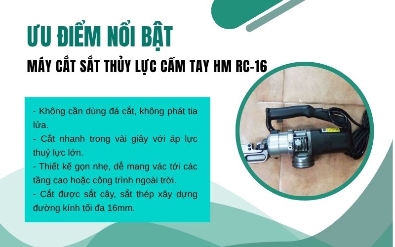 Ưu điểm nổi bật máy cắt sắt thủy lực cầm tay HM RC-16