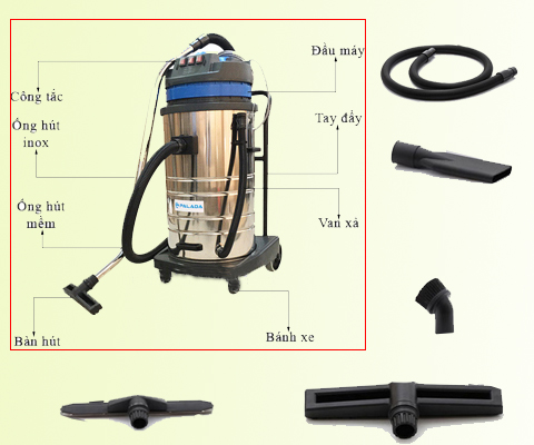 Cấu tạo và phụ kiện đi kèm của máy hút bụi công nghiệp