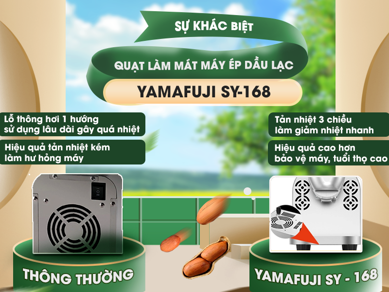 Sự khác biệt về quạt làm mát của Máy ép dầu lạc Yamafuji SY-168